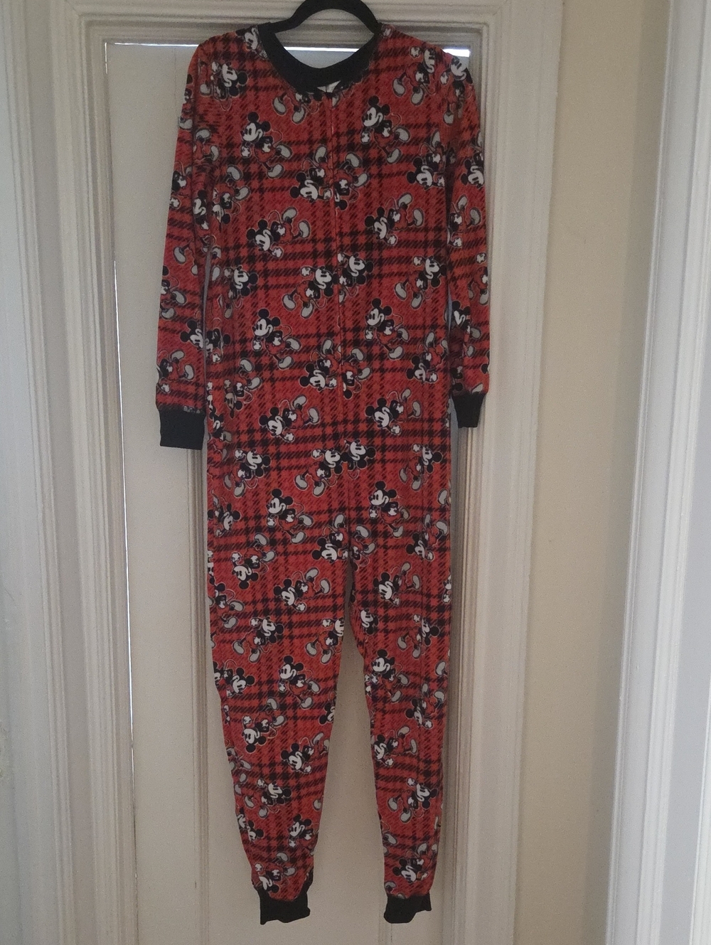 Disney Red Plaid Mickey Mouse One-Piece Footie